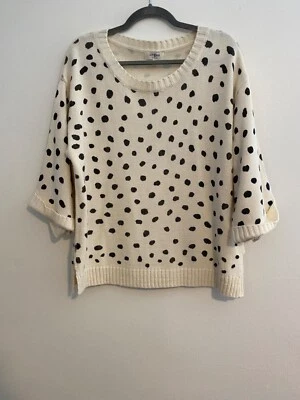 Suéter Umgee EE. UU. Para Mujer S Crema y Gris Estampado de Lunares Mangas 3/4 Línea Larga Foto 1 de 4