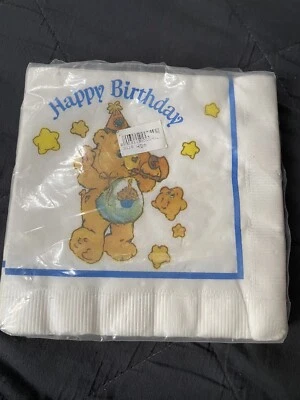 NOS Vintage Care Bears 16 party napkins 3 ply American Greetings 1980s Brand New - Image 1 of 2