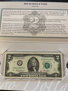 2015 2 Dollar F.R. Bank Dallas Texas Single 2013 Notes - Picture 1 of 1