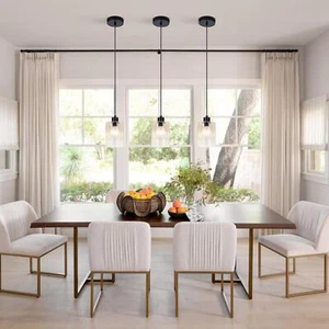 3 Packs Single Light Glass Chandelier Hanging Adjustable Ceiling Light Fixtures - Picture 1 of 8