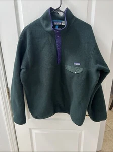 Vintage Patagonia Mens L Snap T Fleece Jacket 1/4 Button Pullover Green Sweater - Picture 1 of 9