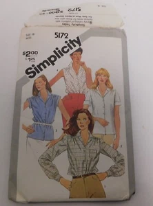 1981 Simplicity Cut Pattern 5172 Blouses Size 16 Bust 38 - Picture 1 of 2