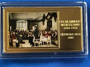 Niue 2 dollars Eidsvold 1814 by Oscar Wergeland brass coin 2016 - RARE - Picture 1 of 5