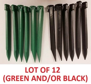 LOT OF 12 ABS Plastic Tent Nails Pegs 9" Rugged Non-Slip Stakes Camping Outdoors - Picture 1 of 5