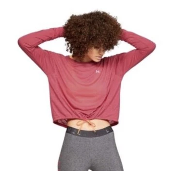 Blusa cropped feminina Under Armour manga longa L Whisperlight capa rosa - Imagem 1 de 4