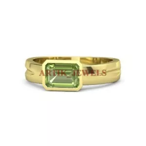 Naturale Peridoto Gemma Con Placcato Oro 925 Argento Sterling Donna Anello #4451 - Foto 1 di 10