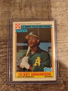 1984 Topps 'Ralston Purina Company' Baseball Card Rickey Henderson # 15 NM +/-
