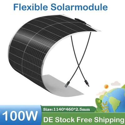 100 Watt Solarpanel Flexibel Monokristallin 12V Tragbares Solarpanel Ladegerät - Bild 1 von 4