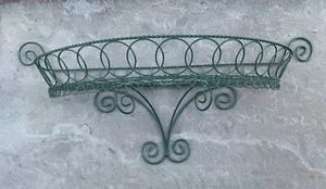 Metal Garden Shelf Wall Hanging Basket Dark Green Round Wire Hoop Patio Planter - Picture 1 of 4