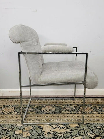 Signed Milo Baughman for Thayer Coggin Upholstered Modern Chrome Lounge Chair Cover