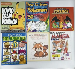 How to Draw Pokemon Comics Manga Lot Of 6 Chibi Animals Manga - Picture 1 of 23