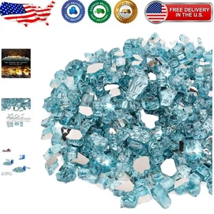 10-Pound Aqua Blue Reflective Fire Glass - 1/2 Inch for Fire Pits & Fireplaces - Picture 1 of 8
