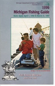 Michigan DNR 1996 guía de pesca reglas de digestión licencia de cazador - parche Mi-ciervo - Imagen 1 de 1