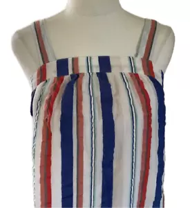Country Road Womens Pinafore Red White & Blue Mini Dress Size 16 Adjust Strap - Picture 1 of 6