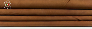 COGNAC BROWN NUBUCK VEGETABLE TAN Thin Soft Lambskin leather 3+sqf 0.5mm #B8590