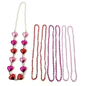 Valentine's Day Beads Necklace Bachelor Party Pink Purple Red Heart Shaped - Picture 1 of 6