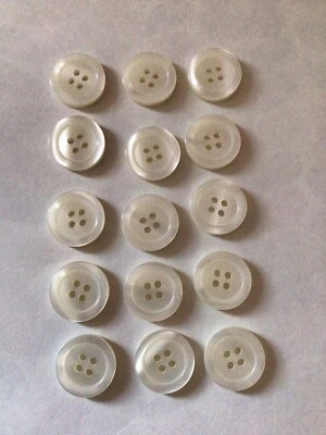 15 x 18mm Shiny Ivory With Rim 4 Hole Buttons  Sewing/Knitting/Crafts - Image 1 of 3