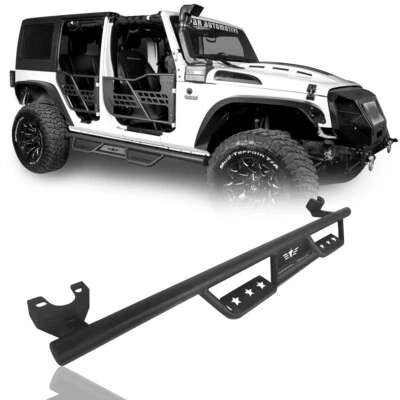 2 PIEZAS Escalones laterales anchos con textura de acero resistente aptos para Jeep Wrangler JK 07-18 4 puertas Foto 1 de 4