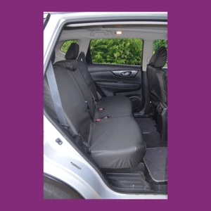 Black Waterproof Tailored Rear Back Seat Covers FOR Nissan X-Trail 2014-2022 - Picture 1 of 3