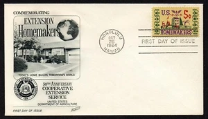 USA, SCOTT # 1253, FLEETWOOD FDC COVER OF 1964 EXTENSION HOMEMAKERS - Picture 1 of 1