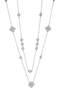 Floral Design Multi Layered Chain Necklace 925 Sterling Silver Elegant Jewelry - Picture 1 of 8