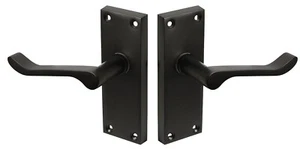 Victorian Scroll Juego de manijas de puerta internas negro mate 120x42mm - Imagen 1 de 2