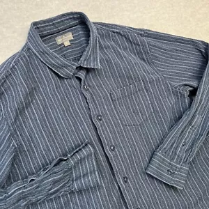 LL Bean Shirt Men XL Blue Striped Slim Fit Signature Woven Hemp Cotton Button Up - Picture 1 of 8
