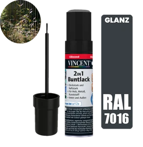 RAL 7016 GRAU GLANZ Ausbesserungsfarbe mit Pinsel für die Möbelrenovierung - Bild 1 von 6