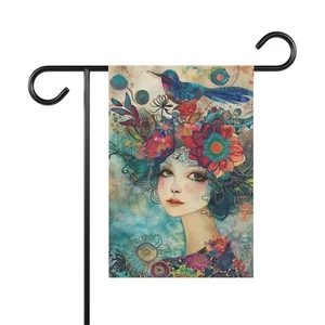 Whimsical Garden Flag, Decorative Patio Sign, Floral Home Decor, Porch Banner - Picture 1 of 9