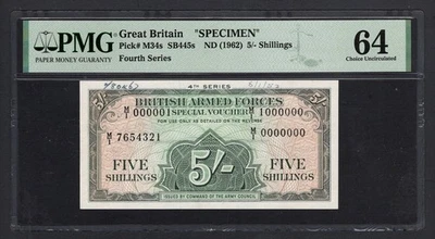 Great Britain / British Armed Forces 5 Shillings ND(1962) PM34s"SPC" UNC GR 64 - Image 1 of 2