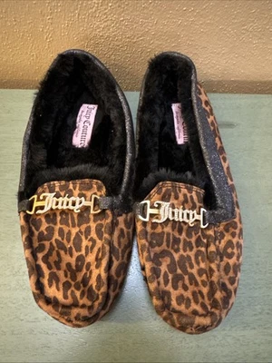Mocassim JUICY COUTURE INTOIT CHINELOS TAMANHO 9M forrado de pele de leopardo animal selvagem! - Imagem 1 de 4