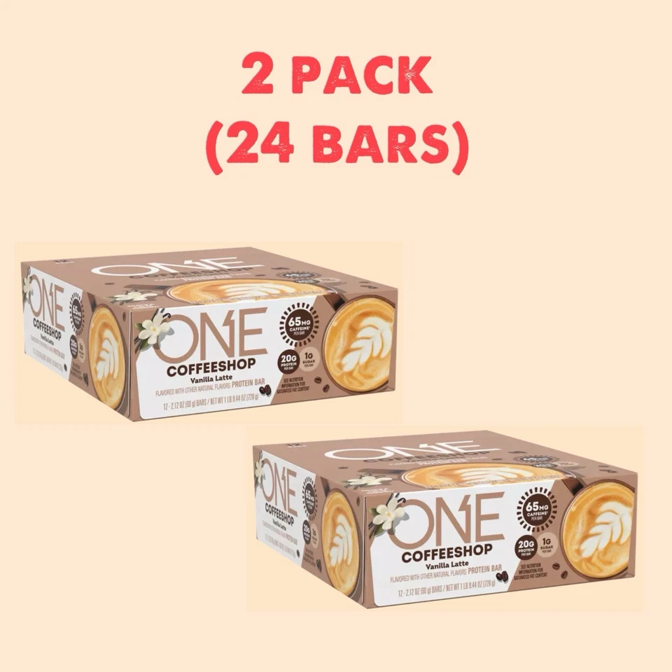(2 упаковки) ОДИН бар кофе магазин, вкус ванили латте, 20 г белка упаковка из 12 каждый - Изображение 1 из 4