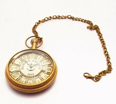 Classic Marine Anchor Pocket Watch – Antique Brass – Elegant Gift for Him - Image 1 of 3