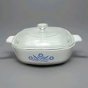 VTG Corning Ware Blue Cornflower 1 Quart Casserole Dish w Lid Pan Bowl P-1-B - Picture 1 of 11