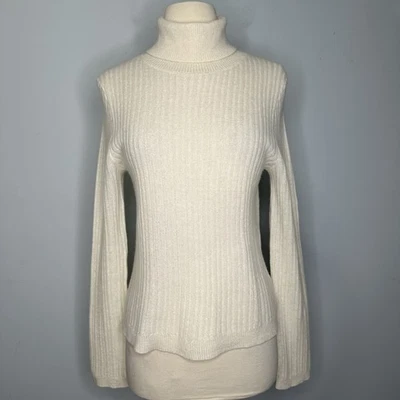 Velvet Anthropologie 100% Cashmere Ivory Super Soft Ribbed Turtleneck Sweater S - Image 1 of 4