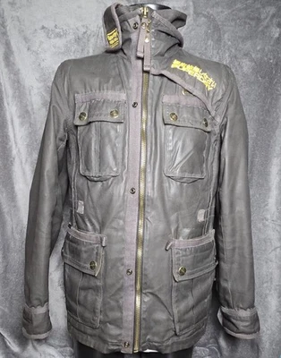 Superdry Chaqueta De Motocicleta Para Hombre Extra Grande Gris Algodón Encerado Motociclista Utilidad Foto 1 de 4