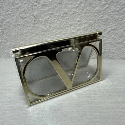 NEW Valentino Gold Hand-Held Lipstick Mirror Purse Compact Travel Pocket V Logo - Image 1 of 4