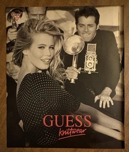 1990 Guess Knitwear Claudia Schiffer Fashion Model Paparazzi 90s Print Ad - Picture 1 of 1