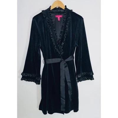 Bata/chaqueta de terciopelo íntima Betsey Johnson - para mujer talla M - ribete con volantes Foto 1 de 4