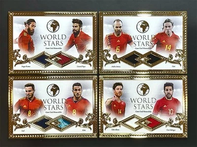 FUTERA WORLD STARS 24KT GOLD FRAME /14 GAME-WORN [ 4 ] SPAIN PATCH DUO 🇪🇸 - Image 1 of 2