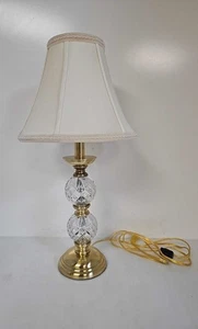 Waterford Crystal 22" Double Globe or Sphere and Brass Table Lamp - Picture 1 of 11