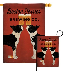 Boston Terrier Cervecería Mascotas Perro Cachorro Cerveza Gato Frío Jardín Casa Patio Bandera - Imagen 1 de 13