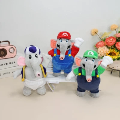 8" Super Mario Bros Plush Toys Elephant Mario Luigi Blue Toad Stuffed Doll Gifts - Image 1 of 4