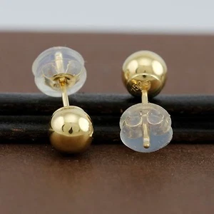Pendientes de tachuelas de bola de oro amarillo de 18 quilates genuino 5 mm - 1 par - Imagen 1 de 3