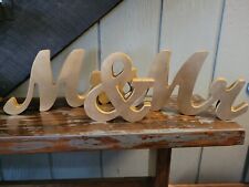 Mr & Mrs Wooden Gold Wedding Props Signs 6" High Heavy Solid Table Decor 