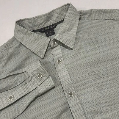 Exofficio Men's XXL Green Striped Insect Shield Repellent Long Sleeve Shirt - Image 1 of 4