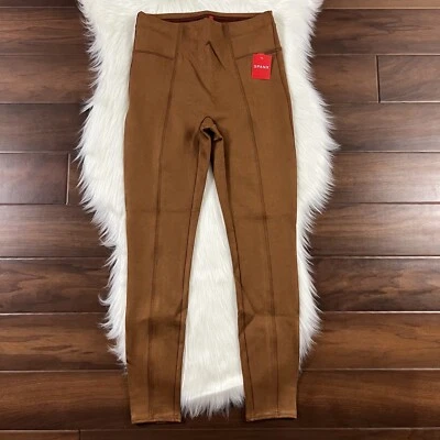 Spanx Size Medium Rich Caramel Faux Suede Leggings Pants - Image 1 of 4