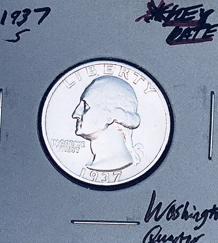 1937-S  SAN FRANCISCO  MINT  KEY DATE!  U.S. WASHINGTON QUARTER Cover