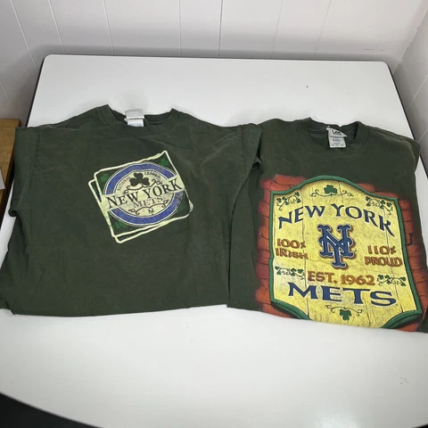 Lot Of 2 Lee Sport T Shirt NY Mets T-SHIRT Irish Clover Baseball MLB Green SZ M Cover