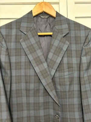 Chaps Ralph Lauren vintage union made USA blue tartan plaid blazer jacket 38R - Image 1 of 4